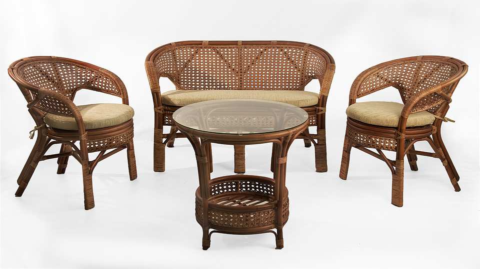 Комплект Пеланги 02/15 с диваном и круглым столом, миндаль матовый