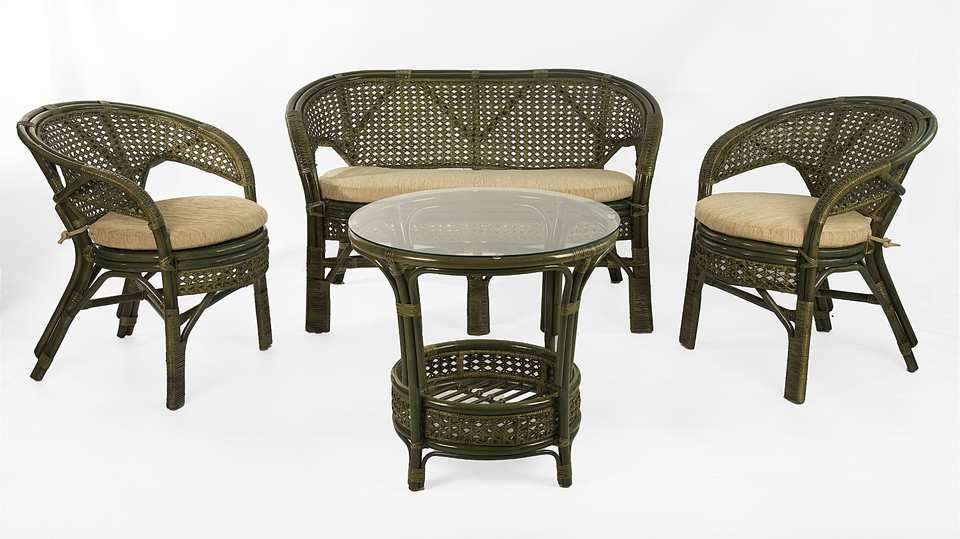 Комплект Пеланги 02/15 с диваном и круглым столом, олива