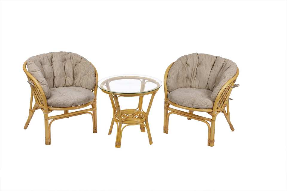 Багама Дуэт с круглым столом, подушки полные светлые, мед