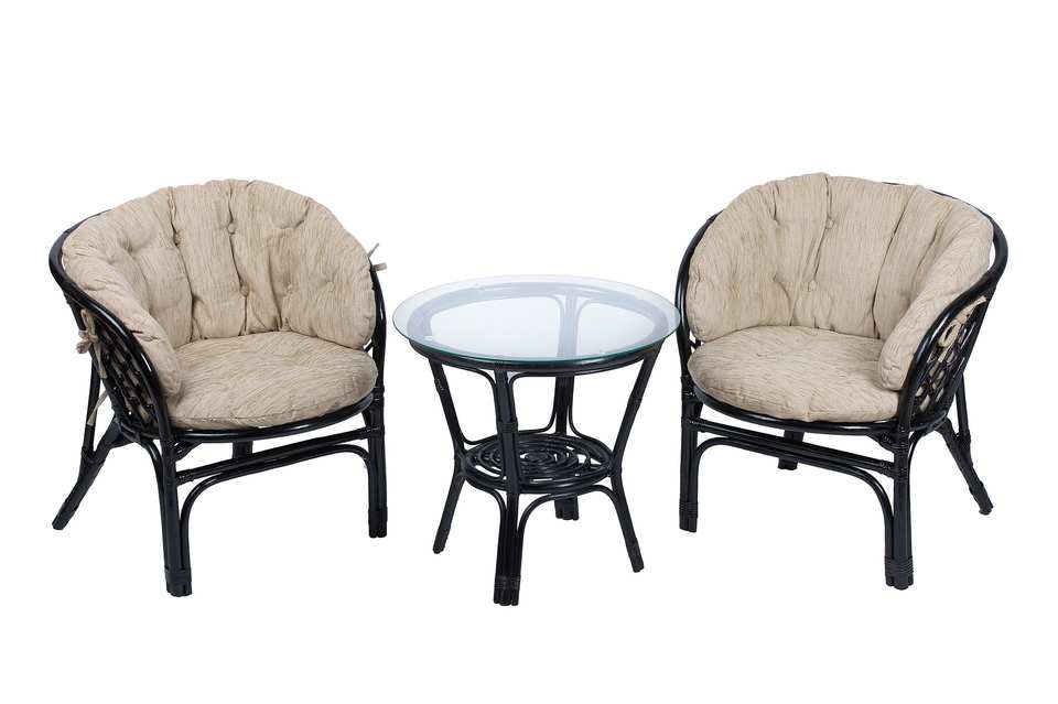 Багама Дуэт с круглым столом, подушки полные светлые, венге