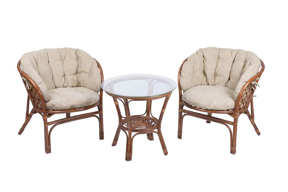 Багама Дуэт с круглым столом, подушки полные светлые, миндаль матовый