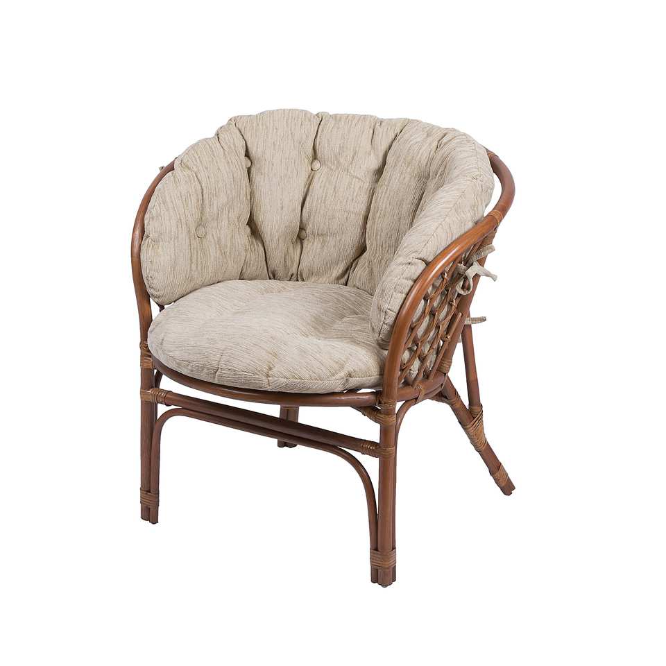 Кресло Багама, подушка полная светлая, миндаль матовый, вид 3/4