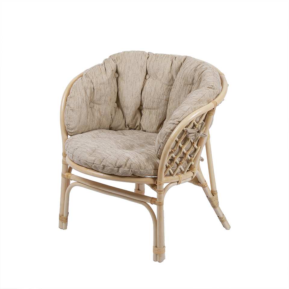 Кресло Багама, подушка полная светлая, натуральный, вид 3/4