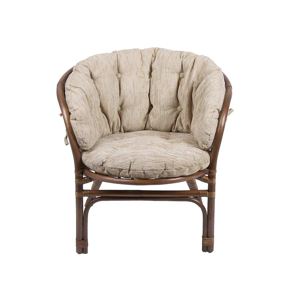 Кресло Багама, подушка полная светлая, орех матовый, вид спереди