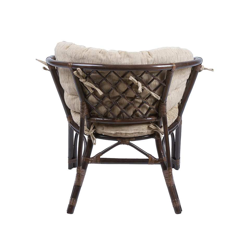 Кресло Багама, подушка полная светлая, темно-коричневый, вид сзади