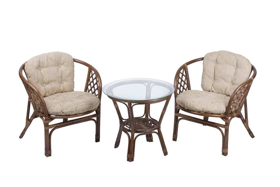 Bagama_duet_tsvet_oreh_matovyi_s_bezhevymi_podushkami_i_kruglym_stolom Багама Дуэт с круглым столом, подушки простые светлые, миндаль матовый