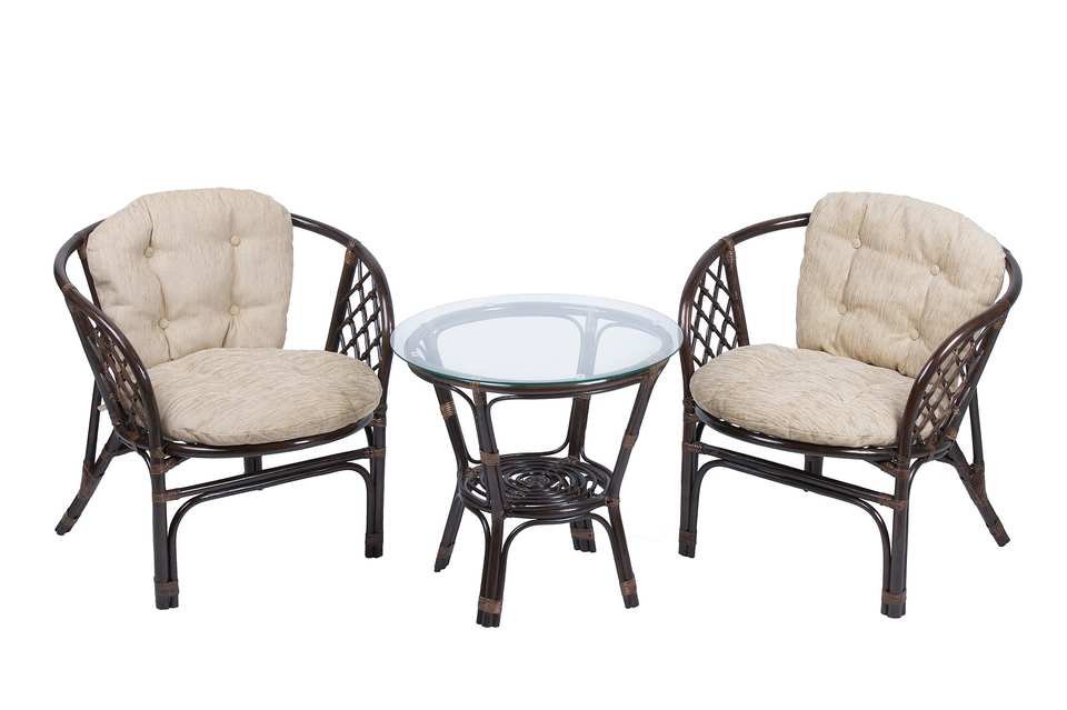 Bagama_duet_tsvet_temno_-_korichnevyi_s_bezhevymi_podushkami_i_kruglym_stolom Багама Дуэт с круглым столом, подушки простые светлые, темно-коричневый