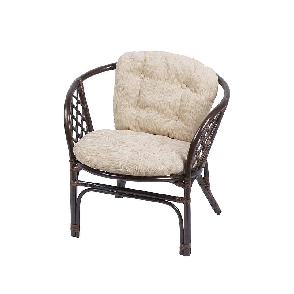 Кресло Багама, подушка простая светлая, темно-коричневый, вид 3/4