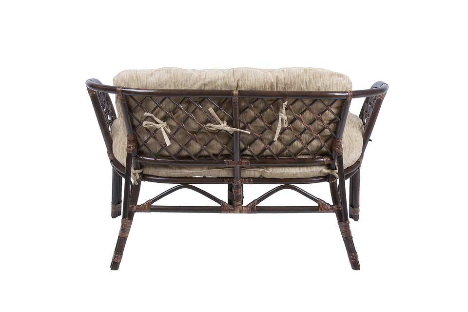 Диван Багама, подушка простая светлая, темно-коричневый, вид сзади