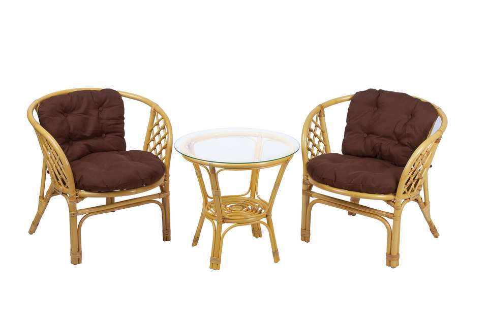 Багама дуэт с круглым столом, подушки простые коричневые, мед