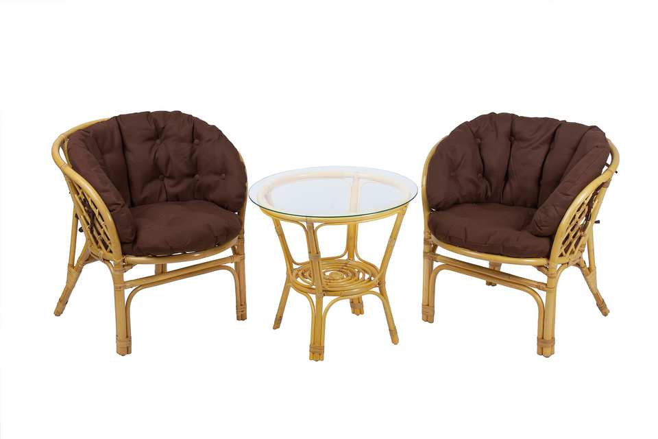 Багама Дуэт с круглым столом, подушки полные коричневые, мед