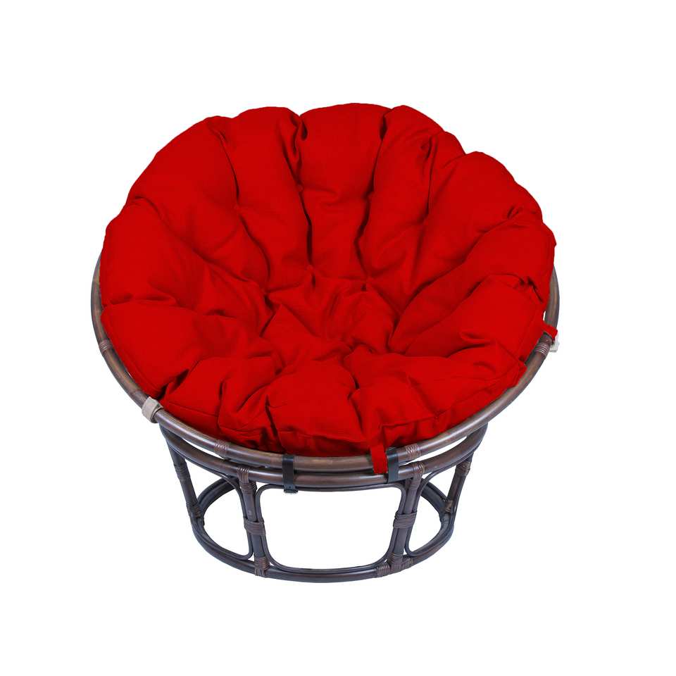 23-01_Papasan_tsvet_kreslo_oreh_matovyi_krasnaja_podushka_vid_speredi Кресло Папасан 23/01, подушка красная, орех матовый