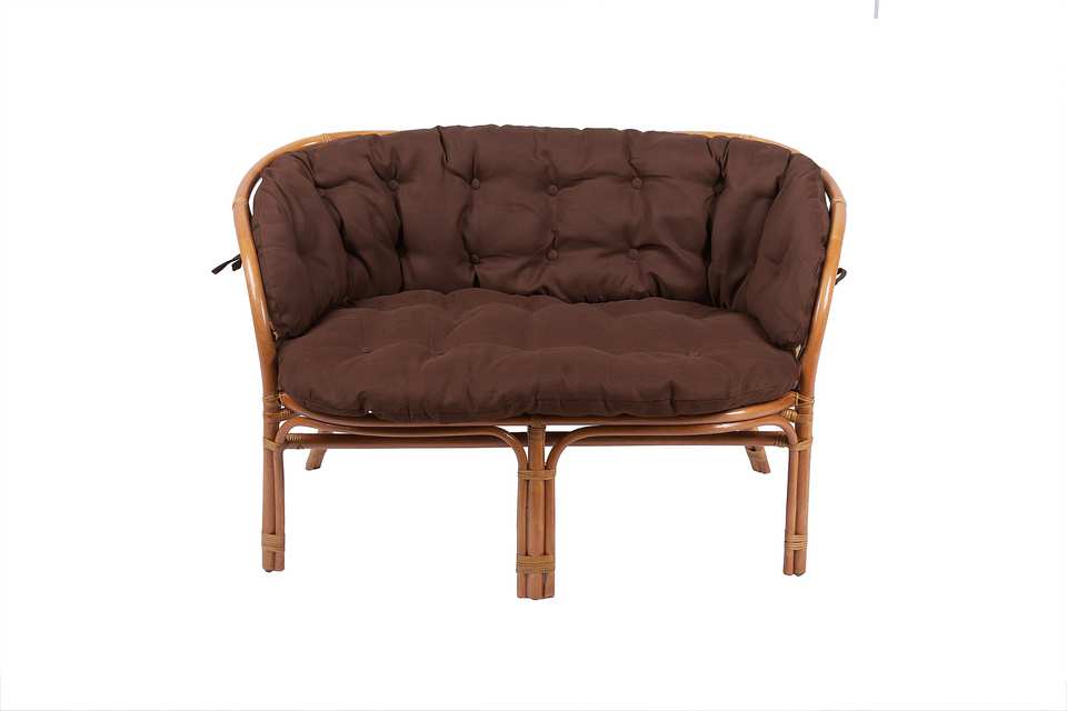 Диван Багама, подушка полная коричневая, коньяк, вид спереди