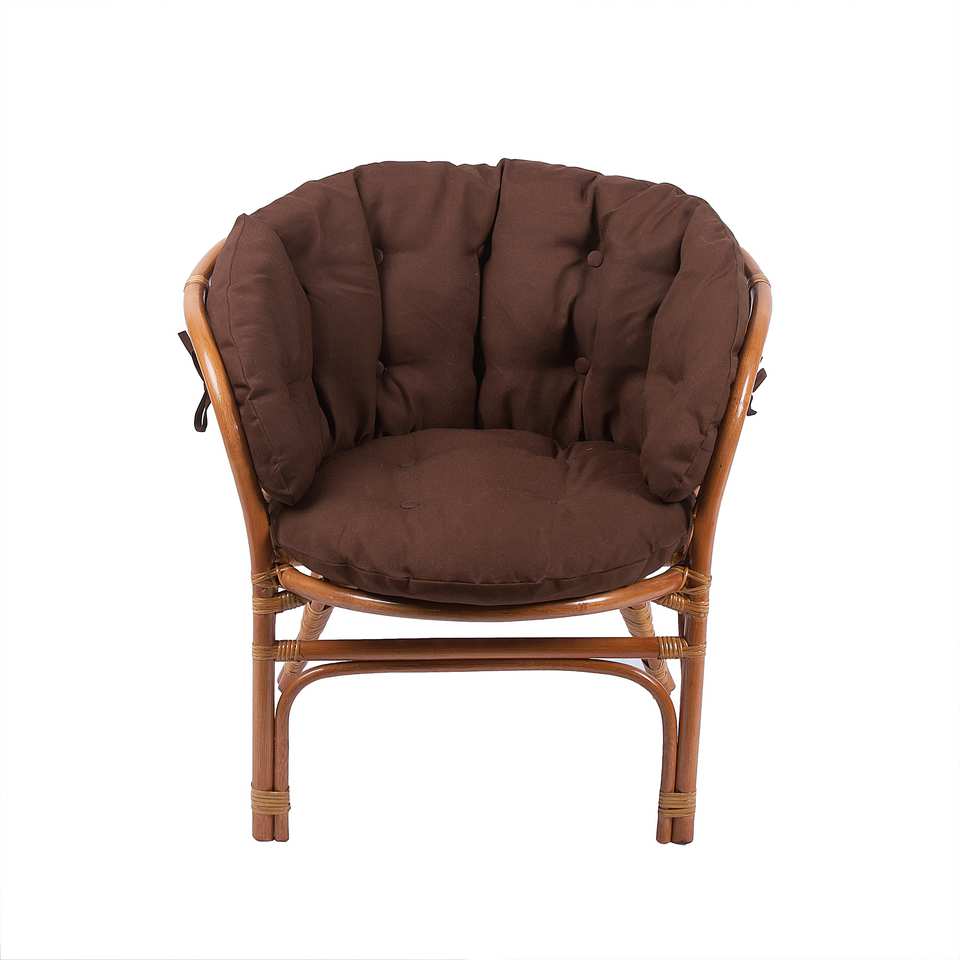 Кресло Багама, подушка полная коричневая, коньяк, вид спереди