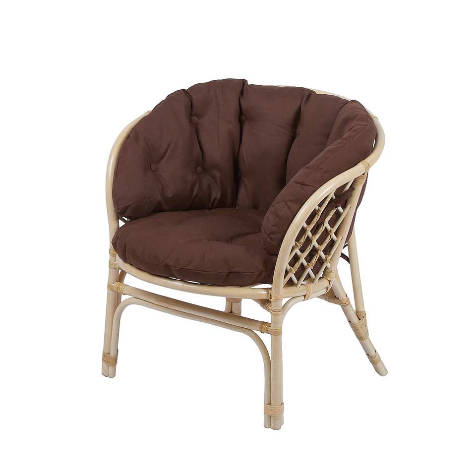 Кресло Багама, подушка полная коричневая, натуральный, вид 3/4