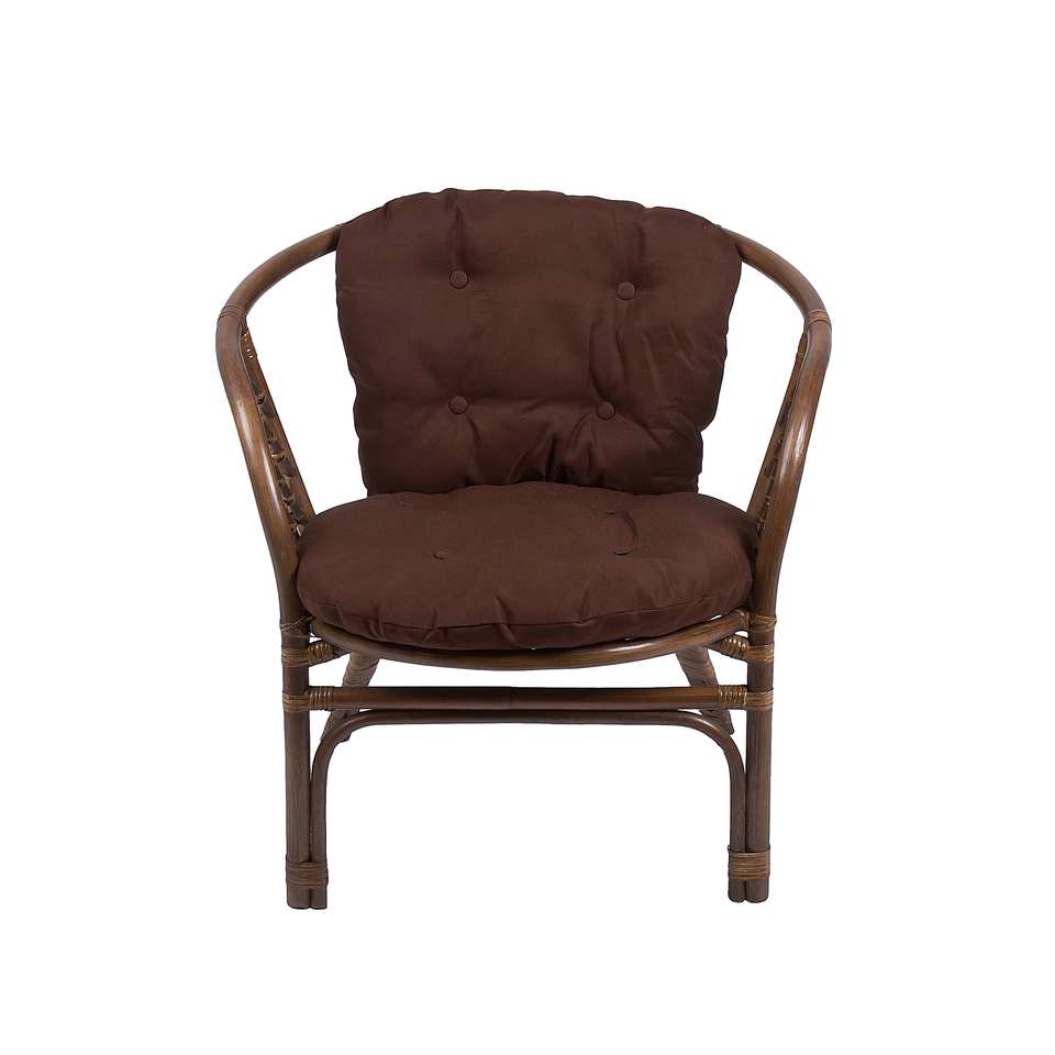 Кресло Багама, подушка простая коричневая, орех матовый, вид спереди