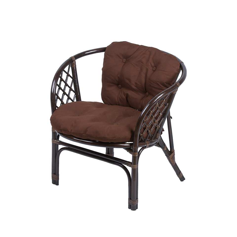 Кресло Багама, подушка простая коричневая, темно-коричневый, вид 3/4