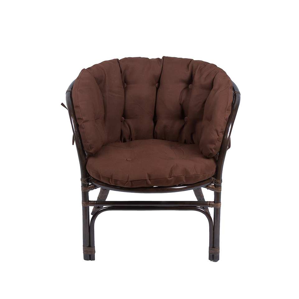 Кресло Багама, подушка полная коричневая,темно-коричневый, вид спереди