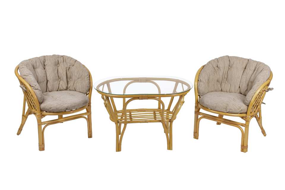 Bagama_Duet_tsvet_med_s_bezhevymi_ushastymi_podushkami_i_ovalnym_stolom Комплект Багама Дуэт с овальным столом, подушки полные светлые, мед