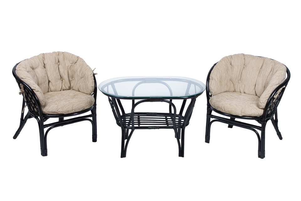 Bagama_Duet_tsvet_venge_s_bezhevymi_ushastymi_podushkami_i_ovalnym_stolom Комплект Багама Дуэт с овальным столом, подушки полные светлые, венге