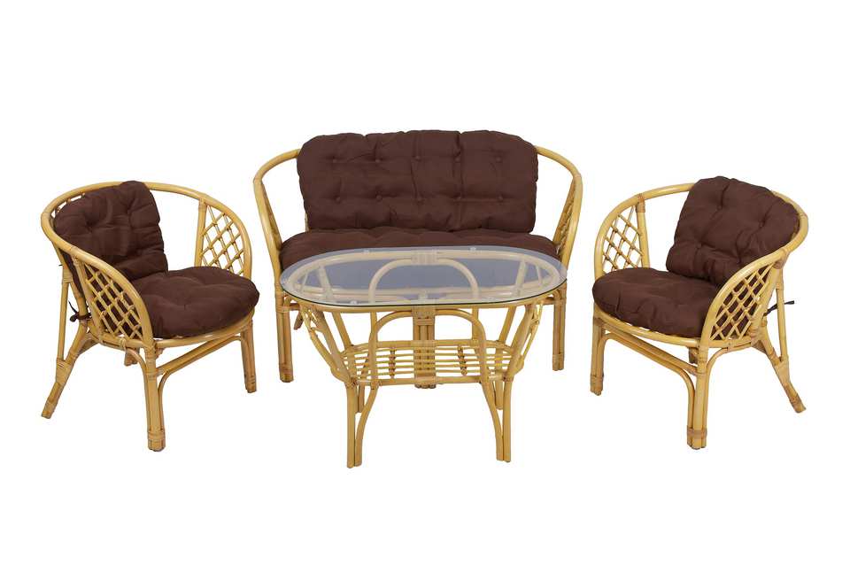 Bagama_Komplekt_tsvet_med_s_korichnevymi_podushkami_i_ovalnym_stolom Комплект Багама с диваном и овальным столом, подушки простые коричневые, мед