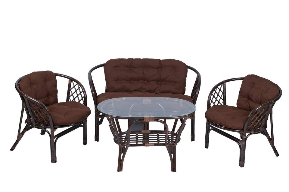 Bagama_Komplekt_tsvet_temno-korichnevyi_s_korichnevymi_podushkami_i_ovalnym_stolom Комплект Багама с диваном и овальным столом, подушки простые коричневые, темно-коричневый