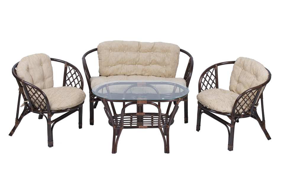 Bagama_Komplekt_tsvet_temno_-_korichnevyi_s_bezhevymi_podushkami_i_ovalnym_stolom Комплект Багама с диваном и овальным столом, подушки простые светлые, темно-коричневый