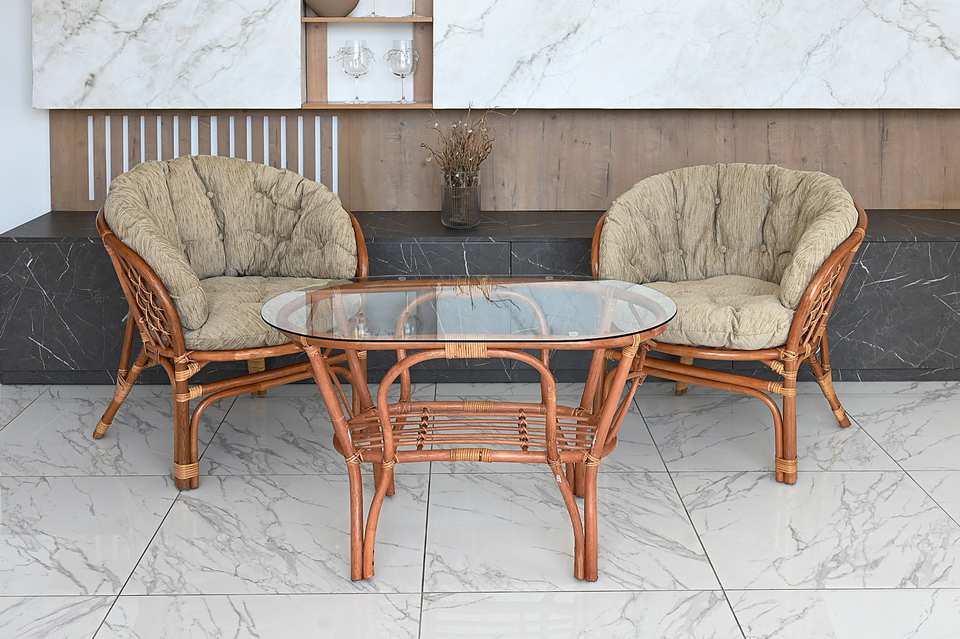 Стол Багама овальный, коньяк, в интерьере