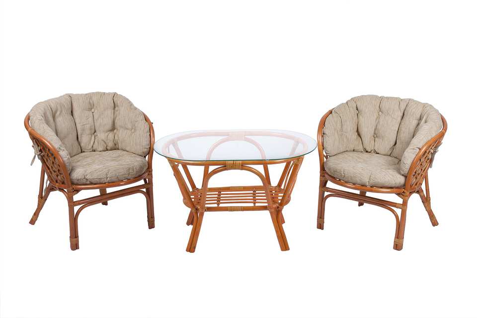 Bagama_duet_tsvet_konjak_s_bezhevymi_ushastymi_podushkami_i_ovalnym_stolom Комплект Багама Дуэт с овальным столом, подушки полные светлые, коньяк