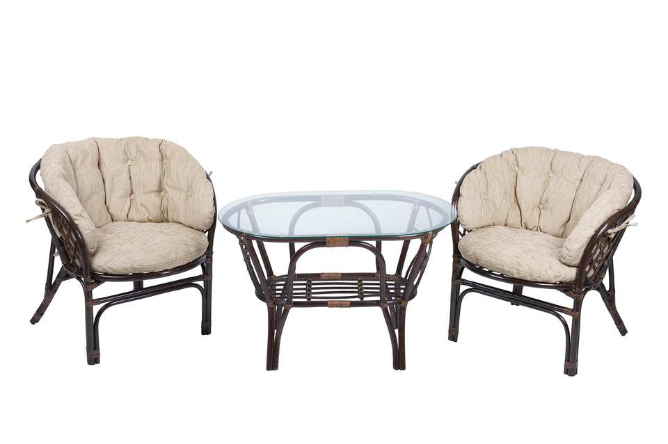 Bagama_duet_tsvet_temno_-_korichnevyi_s_bezhevymi_ushastymi_podushkami_i_ovalnym_stolom Комплект Багама Дуэт с овальным столом, подушки полные светлые, темно-коричневый