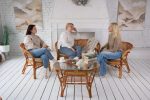 Комплект Пеланги с диваном и овальным столом, коньяк, в интерьере