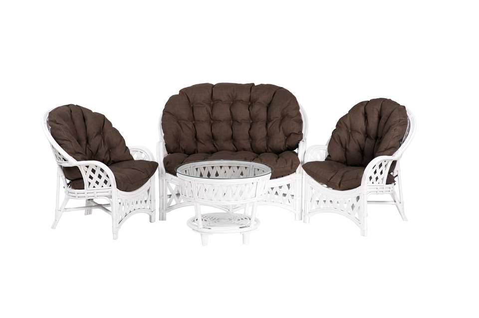 Komplekt_Cherchill_2h_s_belym_stolom_tsvet_belyi_s_korichnevymi_podushkami Комплект Черчилль с 2-местным диваном и круглым столом, подушки коричневые, белый матовый