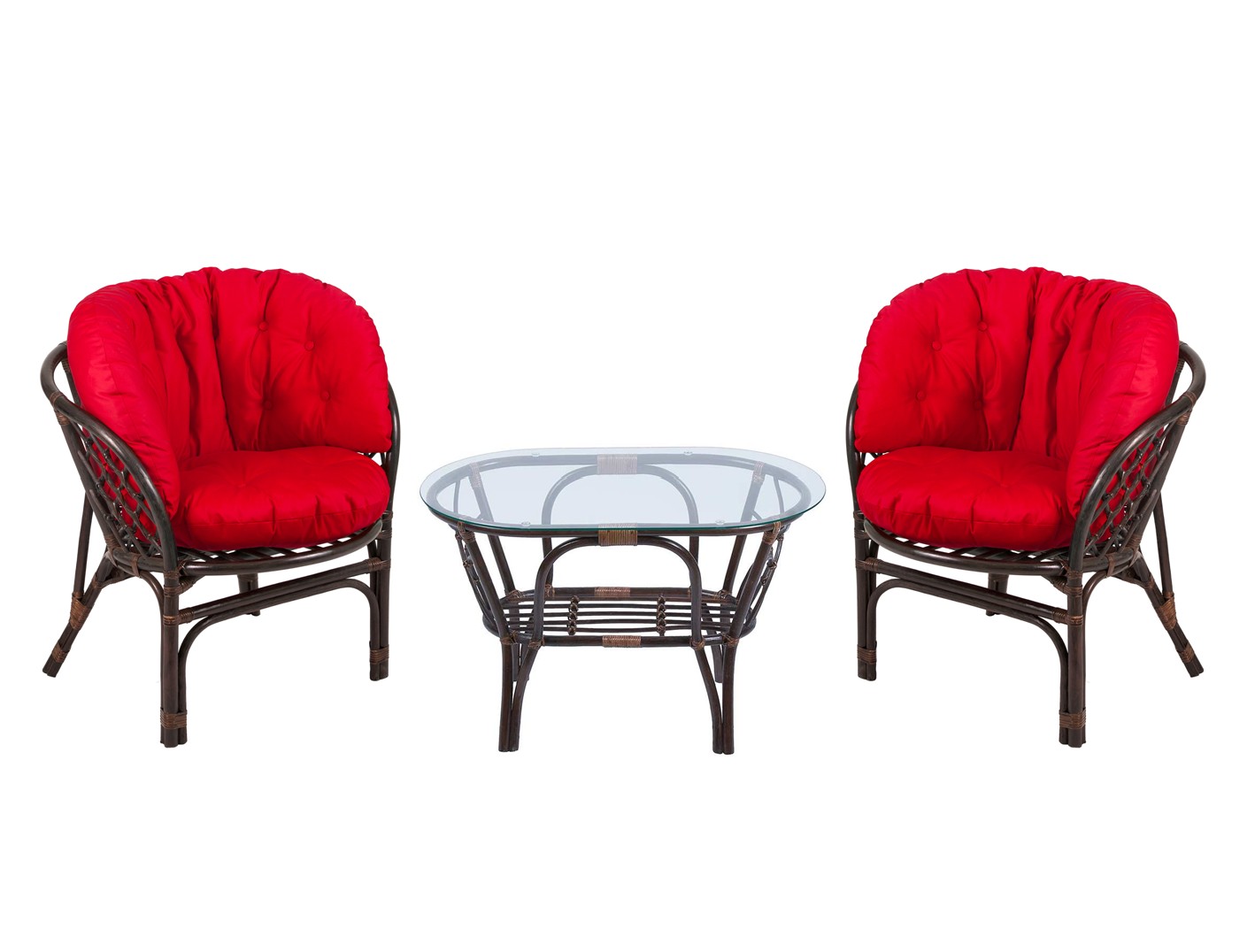 02 Багама Дуэт с овальным столом и красными подушками, тмено-коричневый 02 Багама Дуэт с овальным столом и красными подушками, тмено-коричневый