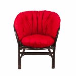 Кресло Багама из натурального ротанга с красной подушкой