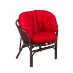 Кресло Багама из натурального ротанга с красной подушкой