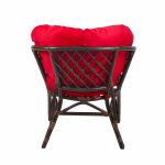 Кресло Багама из натурального ротанга с красной подушкой